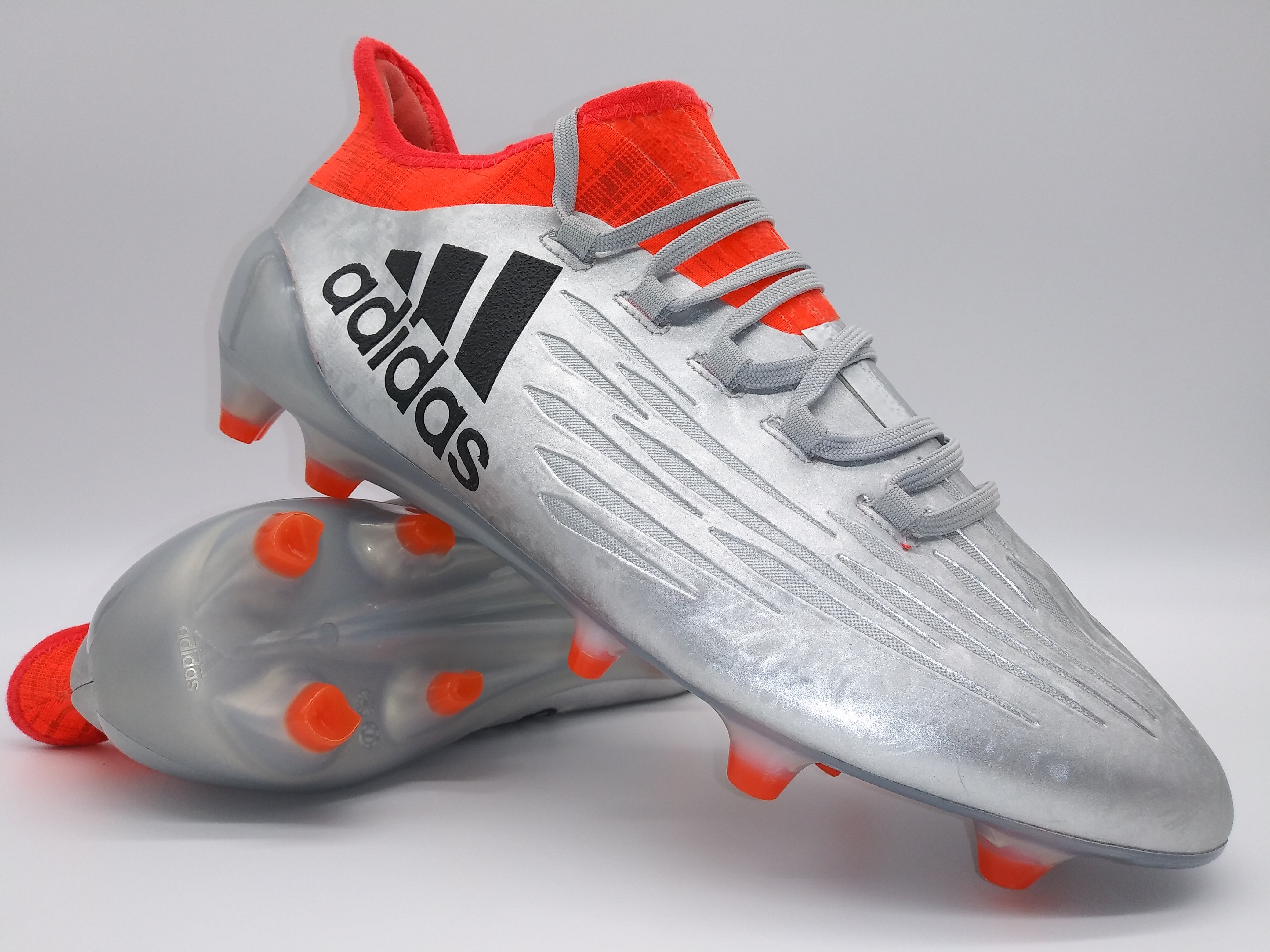 X FG Cleats Silver and Orange Soccer Cleats – Villegas