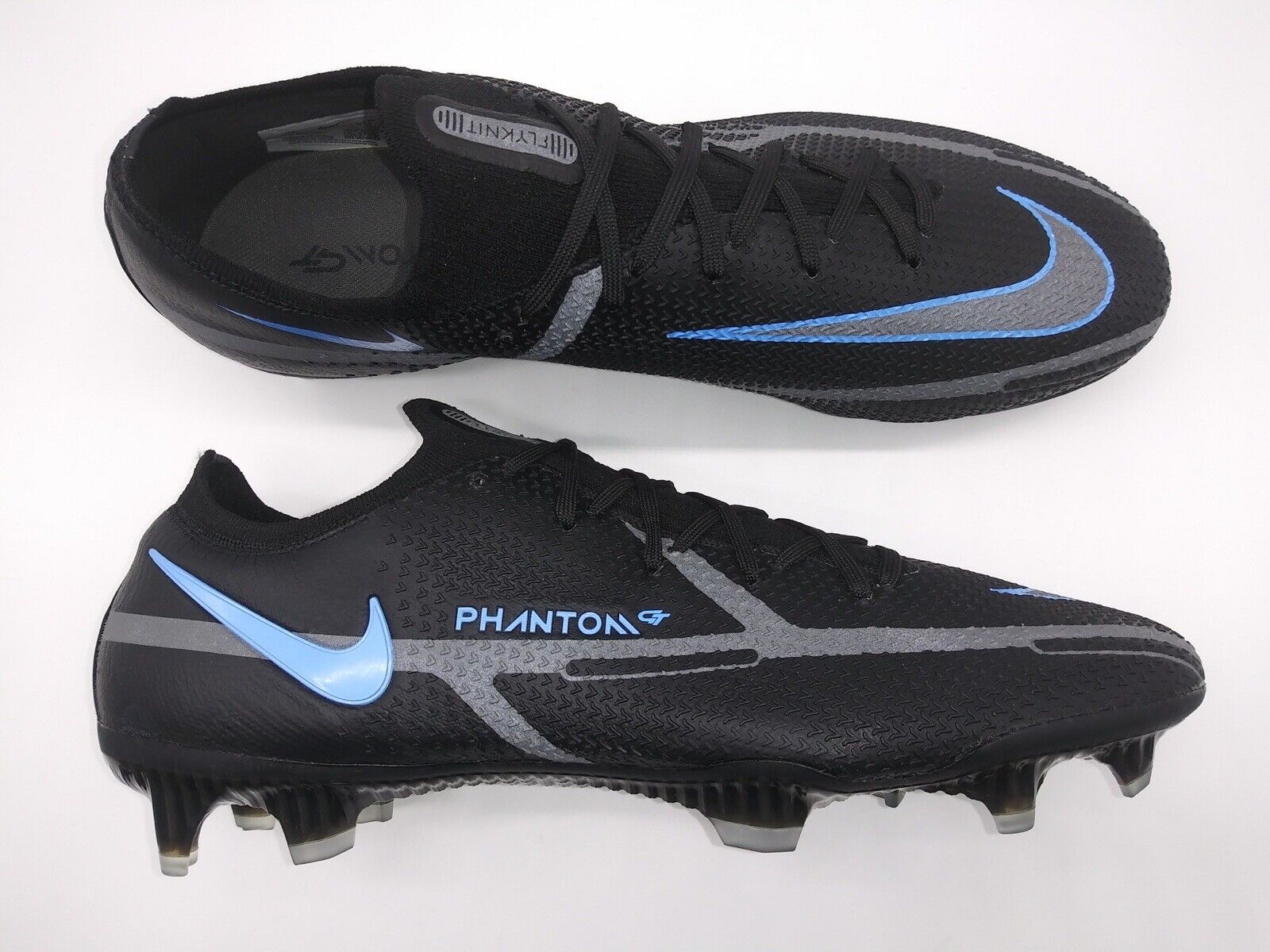 Nike Phantom GT2 Elite FG Black Blue Flyknit ACC CZ9890-004 Soccer Mens Size newest 6